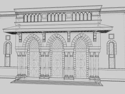 Mosque Entrance A Low-poly 3D model