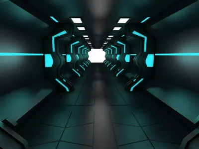 Sci Fi Corridor Low-poly 3D model 27