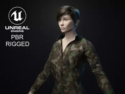 Girl - Game Ready woman in camouflage uniform Low-poly 3D model