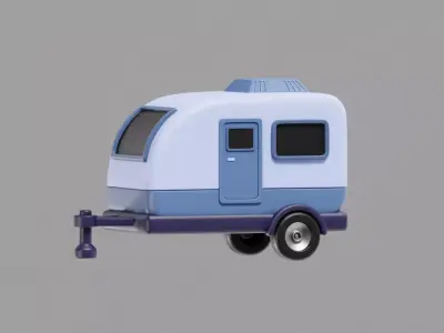 Campervan Caravan Cartoon Low-poly 3D model