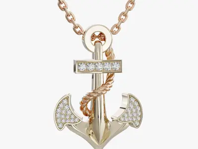Andalus Anchor Pendant 3D Model for Jewelry Production 3D print model