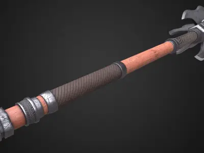 Medieval mace Low-poly 3D model 20