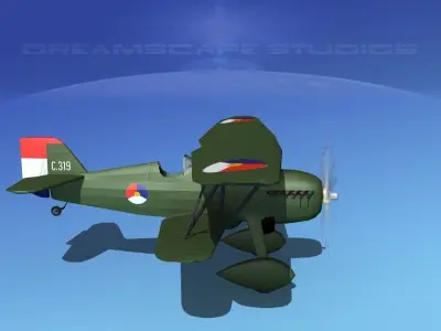 Curtiss P-6E Hawk V08 3D model