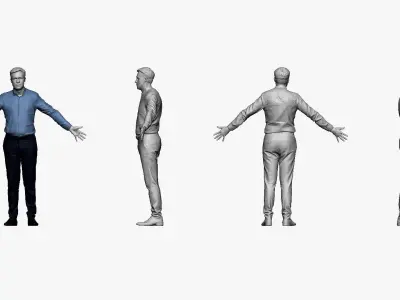 001289 man in blue tshirt blue pants in A pose low poly Low-poly 3D model