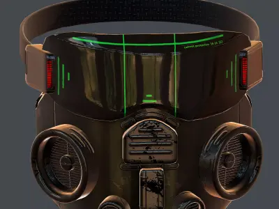 Gas mask helmet 3d model scifi Low-poly Low-poly 3D model