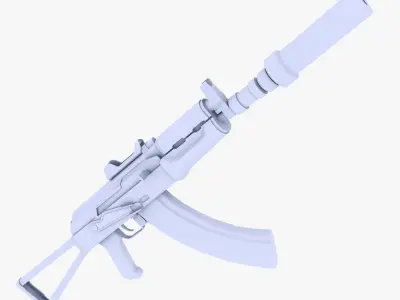 AKS-74U Supressed Low-poly 3D model