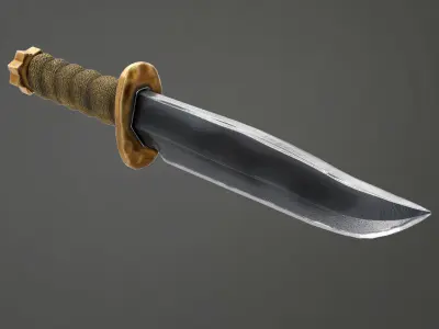 Old Knife 3D Model Low Poly PBR Low-poly 3D model