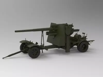 Flak anti-aircraft and anti-tank artillery gun 3D model