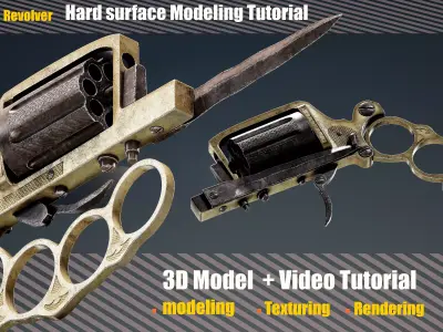 Apache Revolver  modeling Tutorial Low-poly 3D model