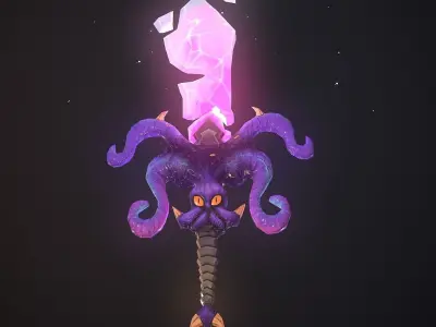 Hand Painted Octopus Chaos Sword Low-poly 3D model