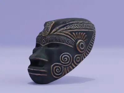 Mask Ancient Tlaloc Aztec Low-poly 3D model