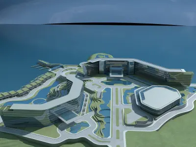 Beachfront Hotel 1 3D model