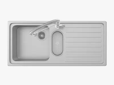 Sink Alpes-Inox with FLAG Kitchen mixer tap By Nobili 3D model