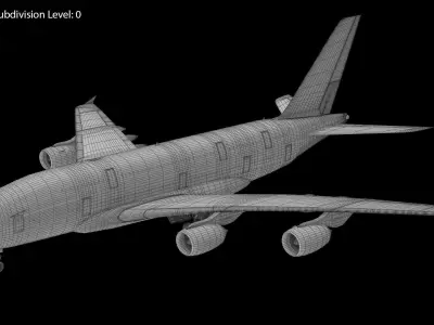Jet Airliner Airbus A380 Lufthansa Low-poly 3D model
