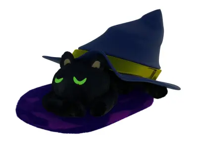 Halloween cat on a cushion 3D model