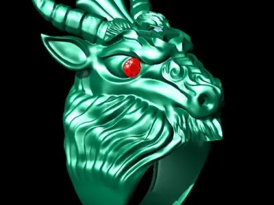 Nhan Nam Dau De - Men Ring Goat Head 3D print model