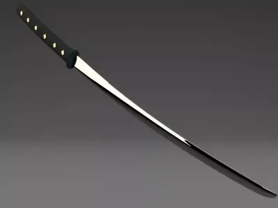 Katana Sword Japanese Samurai Weapon 3D Model Low-poly 3D model