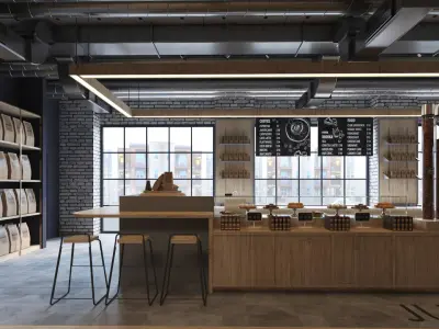 Coffee Roastery Shop Interior 3D model