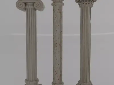 High Detail Greco-Roman PBR Marble Classical Column Collection 3D model