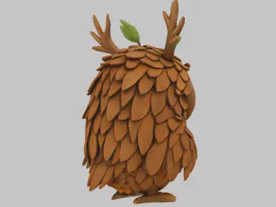 Pinecone Owl Low-poly 3D model
