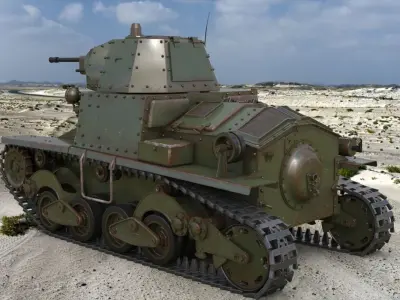 Tank L6 40 Green Ansaldo Fiat Italian Mental Ray 3D model