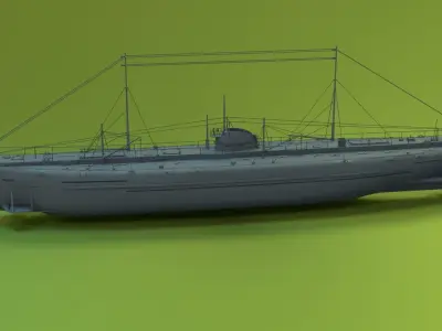 Deutschland Merchant Submarine Low-poly 3D model
