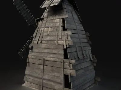 Next Gen AAA Viking Wooden Enterable Fantasy Windmill Free low-poly 3D model