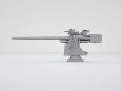 88mm  SK C - 35 Naval Gun 3D model