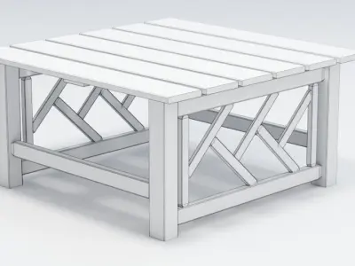 Tahawus Wooden Garden Table 3D model