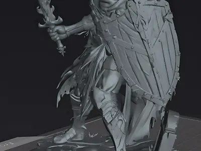Zombie King of the Burning Grave Undead Warrior STL Miniature 3D print model