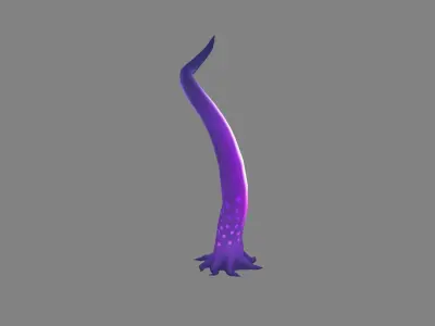 Cartoon Purple Tentacle - Sea monster Low-poly 3D model