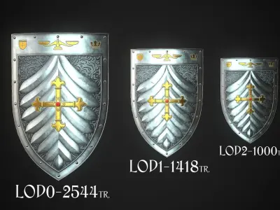 Knight Shield 09 Low-poly 3D model