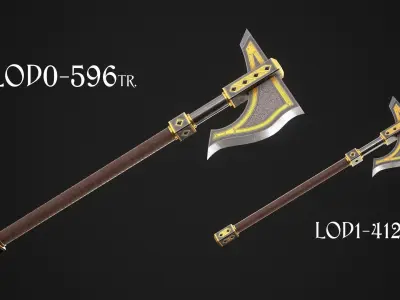 Fantasy Axe 1B Low-poly 3D model