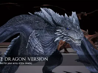 Wyvern Dragon - Fire wyvern dragon and Ice wyvern dragon Low-poly 3D model