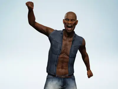 African Pirate Male Game Ready Character Low-poly 3D model