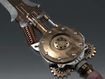 Steampunk Sword Low-poly 3D model