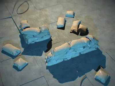 Sandbags Free low-poly 3D model