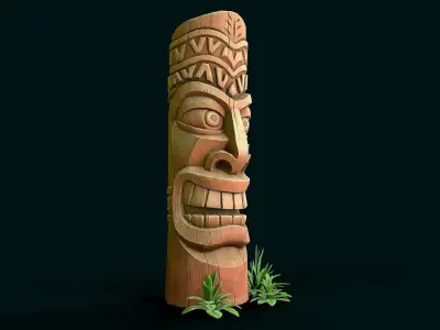 Stylized Wood Totem 2 Low-poly 3D model