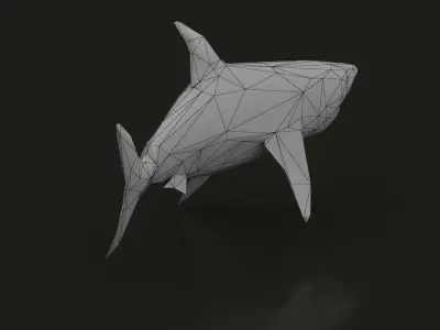 Low Poly Great White Shark Low-poly 3D model