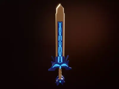 Stylized Rune Sword weapon PBR low-poly game ready Low-poly 3D model