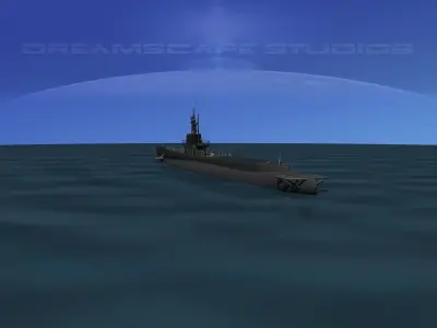 Balao Class Submarine USS Cubero SS347 3D model