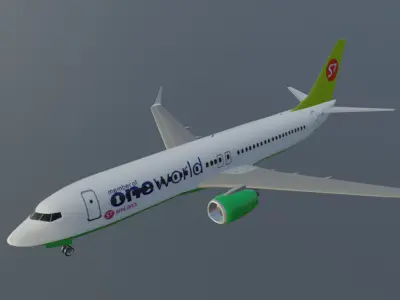 S7 Airlines Boeing 737-800 low poly 3D model  Low-poly 3D model