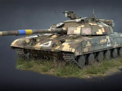Tank T-64BM Bulat Low-poly 3D model