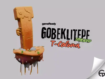 Stylized Prehistoric Gobeklitepe T-Column Stone Sculpture Low-poly 3D model