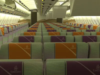 Airbus A330 Emirates economy interior 3D model