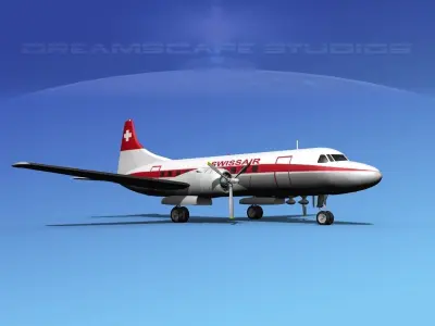 Convair CV-340 Swissair 3D model