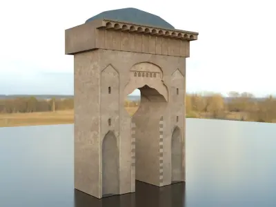 Medieval Middle Eastern Palace gate Low-poly 3D model