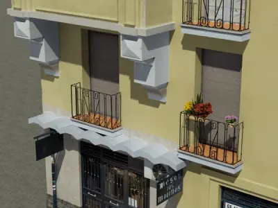 Building apartment with roof Low-poly 3D model