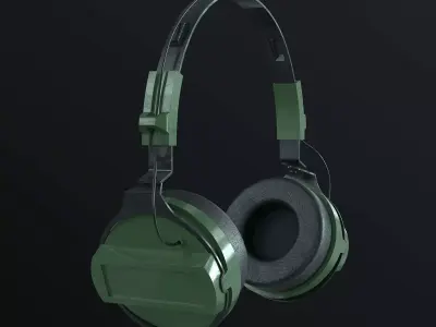 Military tactical concept headsets mid poly model 3D model