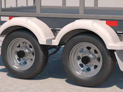 Utility Trailer with Railings 3D model